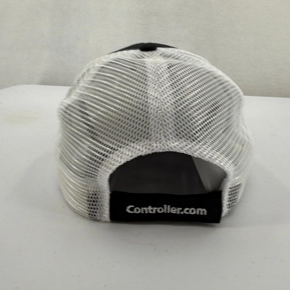 Controller Trucker Hat Mens OSFA Black White Aviation Mesh Back Cap